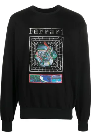 FERRARI Heren, Sweatshirts & Hoodies, Zwart, Maat: L Katoen