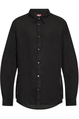 Diesel Heren, Overhemden, Zwart, Maat: 2XL Linnen