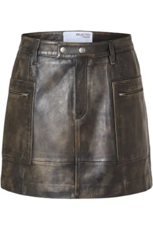SELECTED Dames, Rokken, Bruin, Maat: XS Leer