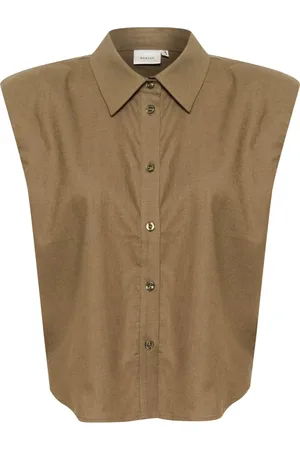 Gestuz Dames, Blouses & Shirts, Grijs, Maat: L Linnen