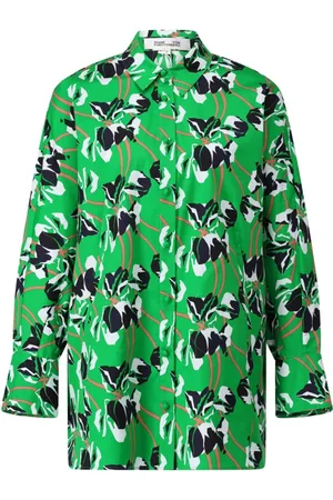 Diane von Furstenberg Dames, Blouses & Shirts, Groen, Maat: L Katoen