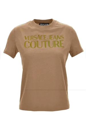 VERSACE Dames, Tops, Bruin, Maat: M Poliester