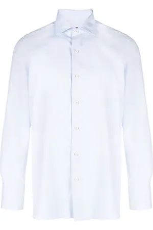 Finamore Heren, Overhemden, Blauw, Maat: L Katoen