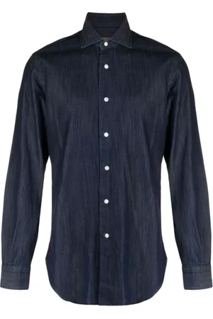 BARBA Heren, Overhemden, Blauw, Maat: L Katoen