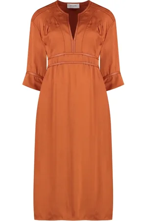 YVES SALOMON Dames, Jurken, Oranje, Maat: 3XS Leer