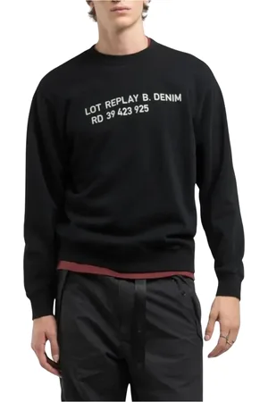 Replay Heren, Sweatshirts & Hoodies, Zwart, Maat: XL Katoen