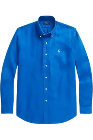 Ralph Lauren Heren, Overhemden, Blauw, Maat: 2XL Linnen