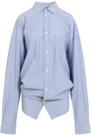 Balenciaga Dames, Blouses & Shirts, Blauw, Maat: XS Katoen