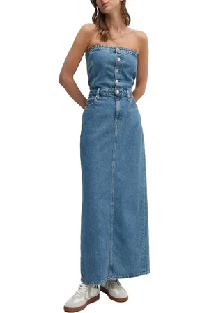 Calvin Klein Dames, Jurken, Blauw, Maat: S Katoen