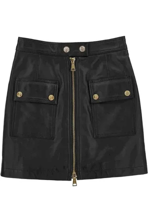 VERSACE Dames, Rokken, Zwart, Maat: S Leer