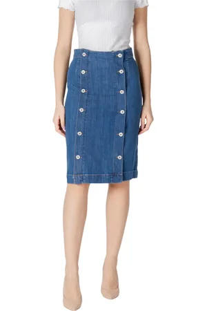 Ichi Dames, Rokken, Blauw, Maat: XL Katoen