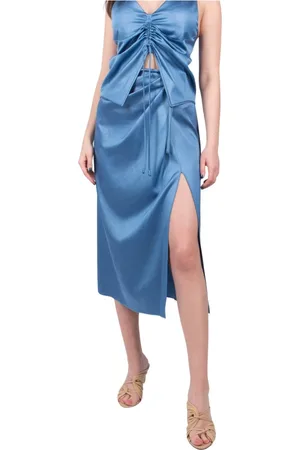 Nanushka Dames, Rokken, Blauw, Maat: M Satijn