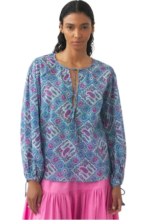 Antik Batik Dames, Blouses & Shirts, Blauw, Maat: M Katoen