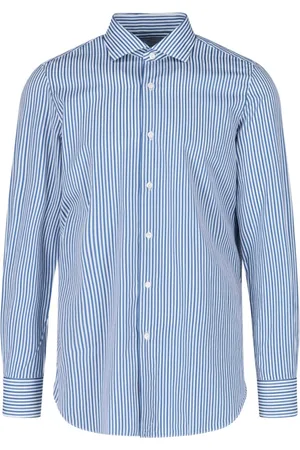 Finamore Heren, Overhemden, Blauw, Maat: 2XS