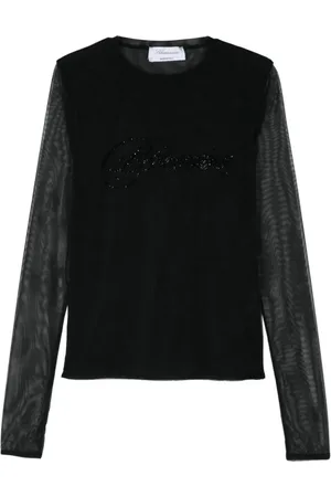 BLUMARINE Dames, Blouses & Shirts, Zwart, Maat: S Polyamide