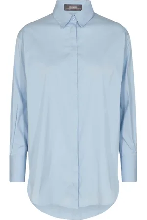 Mos Mosh Dames, Blouses & Shirts, Blauw, Maat: S Katoen