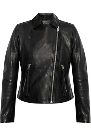 AllSaints Dames, Jassen, Zwart, Maat: M Leer