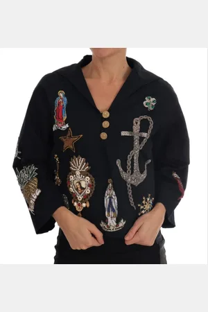 Dolce & Gabbana Dames, Jassen, Blauw, Maat: 3XS Katoen