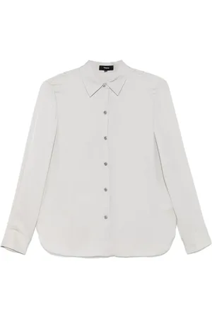 THEORY Dames, Blouses & Shirts, Grijs, Maat: M