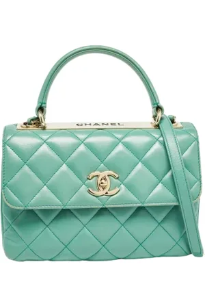 CHANEL Dames, Pre-owned, Groen, Maat: ONE Size Leer