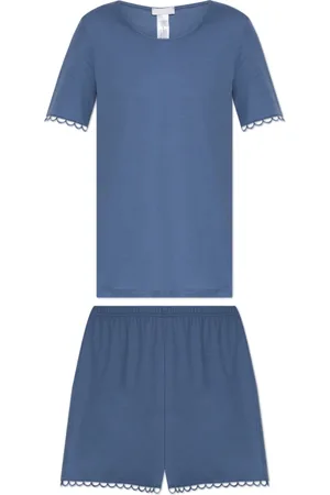 Hanro Dames, Nachtkleding & Lounge, Blauw, Maat: L Katoen