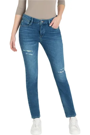 Mac Dames, Jeans, Blauw, Maat: 2XL Katoen