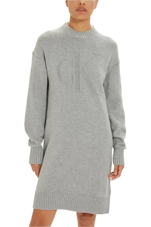 Calvin Klein Dames, Jurken, Grijs, Maat: XS Wol