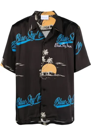 BLUE SKY INN Heren, Overhemden, Zwart, Maat: S Viscose