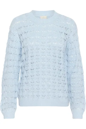 Kaffe Dames, Truien, Blauw, Maat: S Katoen
