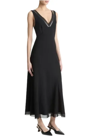 Vince Dames, Jurken, Zwart, Maat: M Chiffon