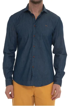 HARMONT&BLAINE Heren, Overhemden, Blauw, Maat: S Katoen