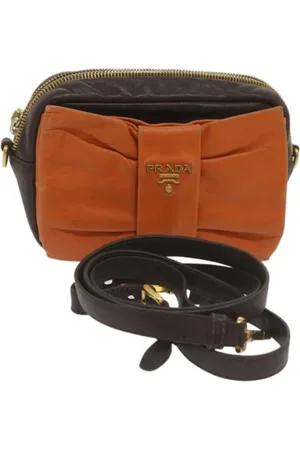 Prada Dames, Pre-owned, Oranje, Maat: ONE Size Leer