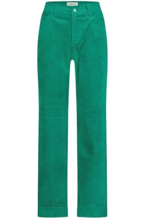 Fabienne Chapot Dames, Broeken, Groen, Maat: XS Corduroy