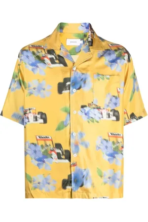 Rhude Heren, Overhemden, Geel, Maat: S Zijde