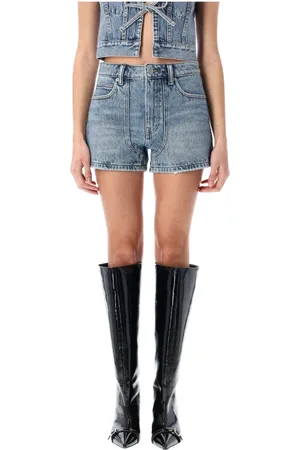 Alexander Wang Dames, Korte broeken, Blauw, Maat: W27 Denim