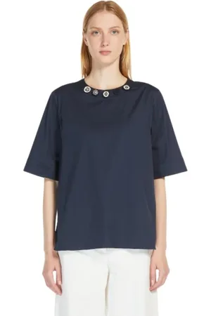 Max Mara Dames, Blouses & Shirts, Blauw, Maat: S Katoen