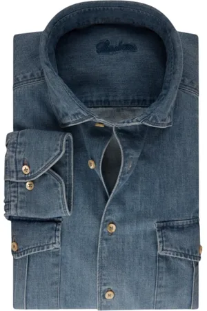 Stenströms Heren, Overhemden, Blauw, Maat: 2XL Denim