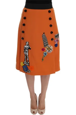 Dolce & Gabbana Dames, Rokken, Oranje, Maat: 3XS Wol