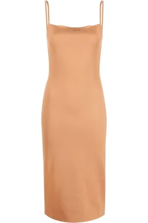 OFF-WHITE Dames, Jurken, Bruin, Maat: 2XS Nylon