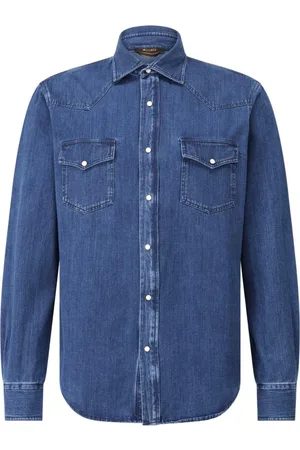 MOORER Heren, Overhemden, Blauw, Maat: 2XL Denim