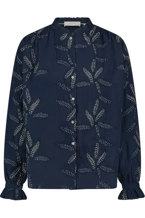 NUKUS Dames, Blouses & Shirts, Blauw, Maat: S Katoen