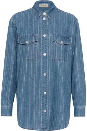 Cream Dames, Blouses & Shirts, Blauw, Maat: M Denim