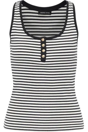 ANINE BING Dames, Tops, Zwart, Maat: L Katoen