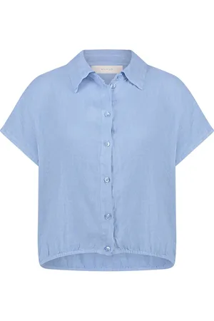 NUKUS Dames, Blouses & Shirts, Blauw, Maat: M Linnen
