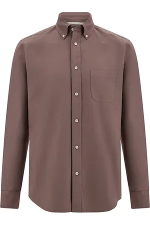 Boggi Milano Heren, Overhemden, Bruin, Maat: 2XL Katoen