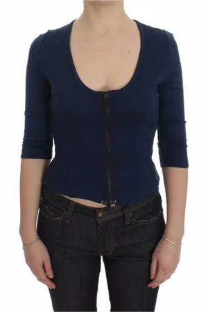 Exte Dames, Tops, Blauw, Maat: XS Katoen