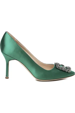 Manolo Blahnik Dames, Schoenen, Groen, Maat: 39 1/2 EU Satijn