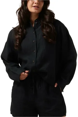 SELECTED Dames, Blouses & Shirts, Zwart, Maat: L Linnen