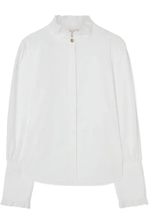 BUSNEL Dames, Blouses & Shirts, Wit, Maat: S Katoen