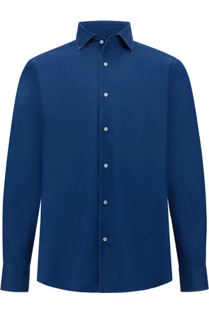 Boggi Milano Heren, Overhemden, Blauw, Maat: M Katoen